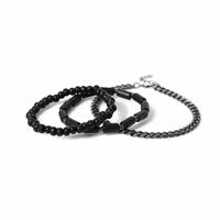 Uncommon Souls Black Bead and Chain Bracelet Set