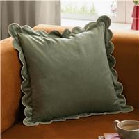 Furn Lil Scallop Velvet Cushion Green - 45x45cm