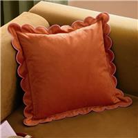 Furn Lil Scallop Velvet Cushion Orange - 45x45cm