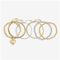 Lipsy Mood Two Tone Heart Bracelets - Pack of 4
