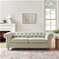 Habitat Chesterfield 3 Seater Fabric Sofa - Natural