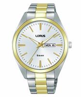 Lorus Mens Silver White Sunray Dial Two Tone Bracelet Watch