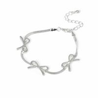 Freedom Silver-tone Three Bows Thin Bracelet