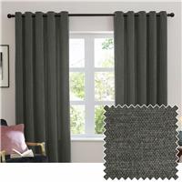 Furn Soft Chenille Blackout Eyelet Curtains - Charcoal - 229x183cm