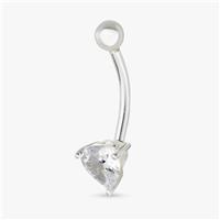 Revere Sterling Silver Heart Cubic Zirconia Belly Bar