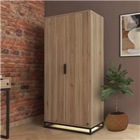 XR Living Denver 2 Door Wardrobe With App Controlled LED - Oak
