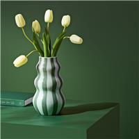 Habitat Stripe Ceramic Green Vase