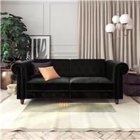 Dorel Felix Chesterfield Velvet Chaise Sofa Bed - Black