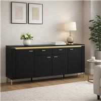 Furniture To Go Genoa 4 Door 2 Drawer Sideboard - Black