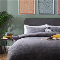Argos Home Fleece Plain Grey Bedding Set - Superking