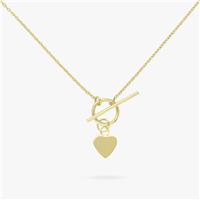 Revere 9ct Gold Plated Silver Heart & T-Bar Pendant Necklace