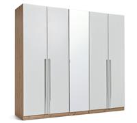Habitat Munich 5 Door Mirror Wardrobe -White & Oak Effect