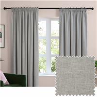 Furn Soft Chenille Blackout Pencil Pleat Curtains - Silver - 117x183cm