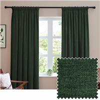 Furn Soft Chenille Blackout Pencil Pleat Curtains - Green - 168x137cm