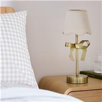 Bayswood Metal Bow Table Lamp - Cream & Antique Brass