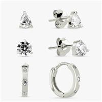 Revere Sterling Silver Studs and Huggies Earrings - Set of 3