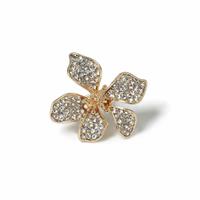 Freedom Gold-tone Crystal Open Flower Ring Small