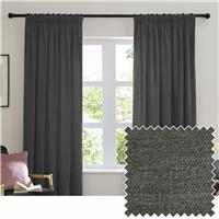 Furn Soft Chenille Blackout Pencil Pleat Curtains - Charcoal - 229x137cm