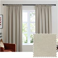 Furn Soft Chenille Blackout Pencil Pleat Curtains - Natural - 229x229cm