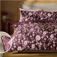 Argos Home Cotton Floral Burgundy Bedding Set - King size