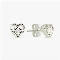 Revere Sterling Silver Cubic Zirconia Heart Stud Earrings