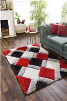 Origins 3D Geometric Red Shaggy Rug - 120x170cm
