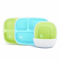 Munchkin Toddler Plate & Bowl Baby Feeding Set Blue Green