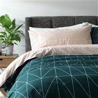 Habitat Geo Teal & Blush Reversible Bedding Set - Single