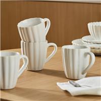 Argos Home Set of 4 Scalloped Stoneware Mugs - Cream