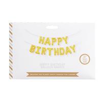 Mad Party Gold Happy Birthday Foil Balloon Banner