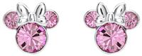 Disney Minnie Mouse Silver Plated Pink Crystal Stud Earrings