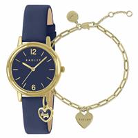 Radley Charm Navy Leather Strap Watch and Bracelet Set