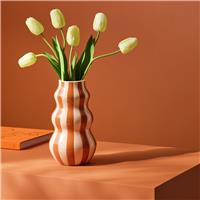 Habitat Stripe Ceramic Orange Vase
