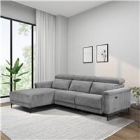 Dorel Lund Fabric 3 Seater Corner Recliner Sofa - Grey