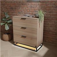 XR Living Denver 3 Drawer Chest With App Controlled LED - Natural