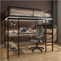 XR Living Denver Double High Sleeper Bunk Bed Frame With App Controlled LED -Oak
