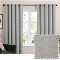 Furn Soft Chenille Blackout Eyelet Curtains - Silver - 117x137cm