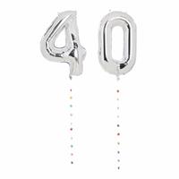 Mad Party 40 Milestone Number Foil Balloons and Tails Kit