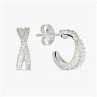 Revere Sterling Silver White Cubic Crossover Stud Earrings