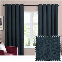 Furn Soft Chenille Blackout Eyelet Curtains - Navy Blue - 229x229cm
