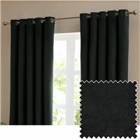 Furn Ultimate Velvet Blackout Eyelet Curtains - Black - 117x137cm