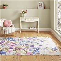 Catherine Lansfield Floral Purple Flatweave Rug - 122x170cm