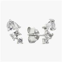 Revere Sterling Silver Pear Baguette Drop Stud Earrings