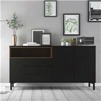 Furniture To Go Roomers 3 Door 3 Drawer Sideboard - Black