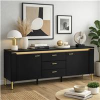 Furniture To Go Genoa 2 Door 3 Drawer TV Unit - Black & Gold