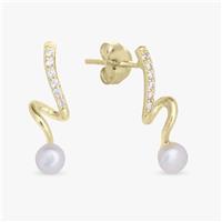 Revere Gold Plated Sterling Silver Twist Pearl Drop Earrings