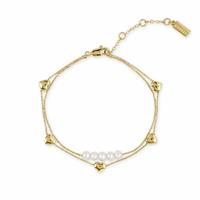Radley 18ct Gold Plated Double Layer Heart & Pearl Bracelet