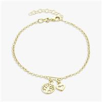 Revere 9ct Gold Plated Tree of Life and Heart Charm Bracelet