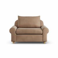Habitat Whitby Velvet Cuddle Chair - Latte - Ash Leg