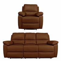 Argos Home Toby Chair & 3 Seater Recliner Sofa - Tan